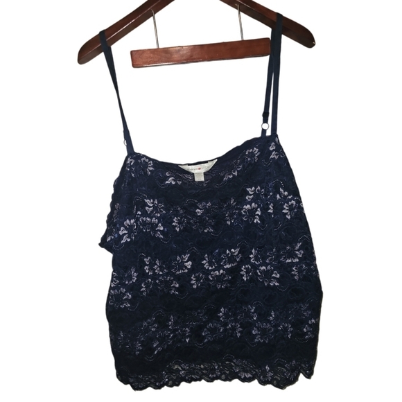 Avenue Body Camisole Size 30/32 Dark Blue Lace Burnout Tank Top Stretchy Fairy - Picture 7 of 8